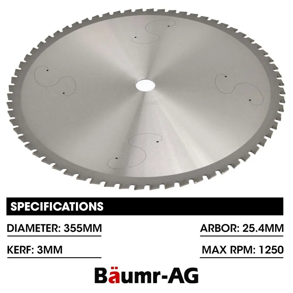 Baumr-AG 355mm Premium Ceramic Alloy Tooth Blade, Low Spark Cold Cut for Metal Cut Off Saw