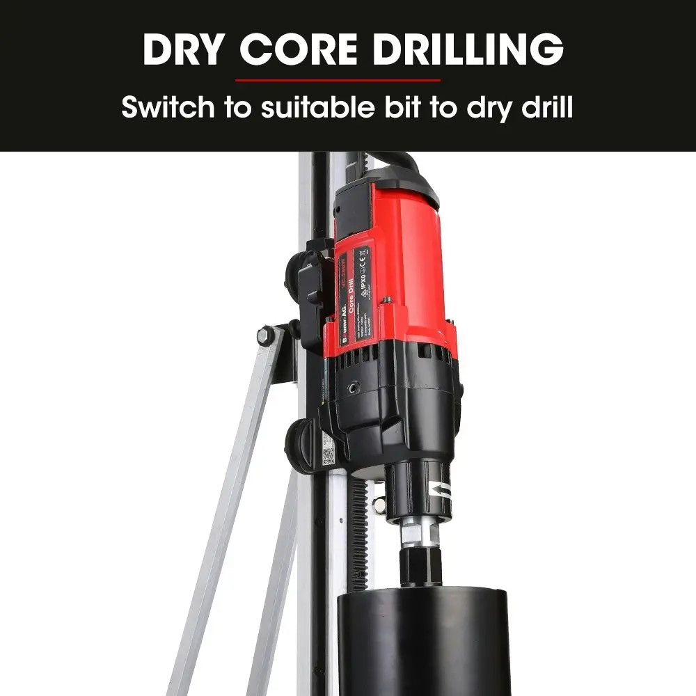 Baumr-AG 3200W 300mm Wet/Dry Core Drill w/ Wheeled Rig Stand Combo, for Concrete Coring Hole Drilling