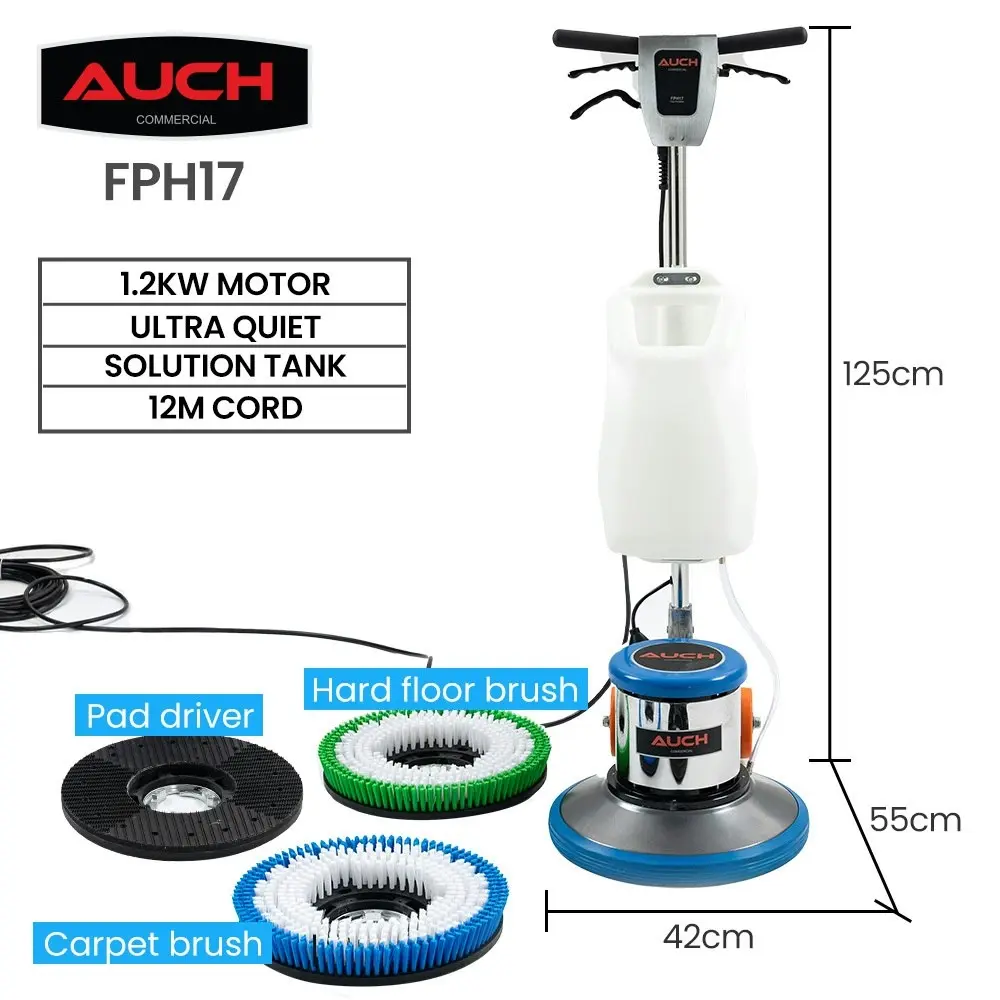 Auch 17 Inch Commercial Orbital Scrubber & Polisher, Hard Floor Buffer, Carpet Cleaner, 12L Solution Tank, 2 Brushes