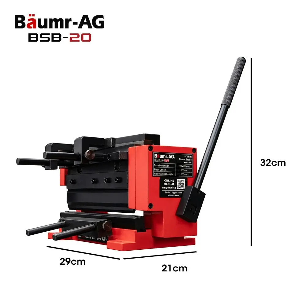 Baumr-AG 200mm Sheet Metal Shear & Brake Combination, Manual Bending Guillotine, Adjustable Mitre Gauges, 5 Precision Fingers