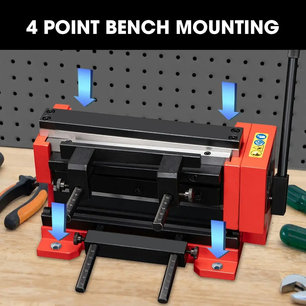 Baumr-AG 200mm Sheet Metal Shear & Brake Combination, Manual Bending Guillotine, Adjustable Mitre Gauges, 5 Precision Fingers