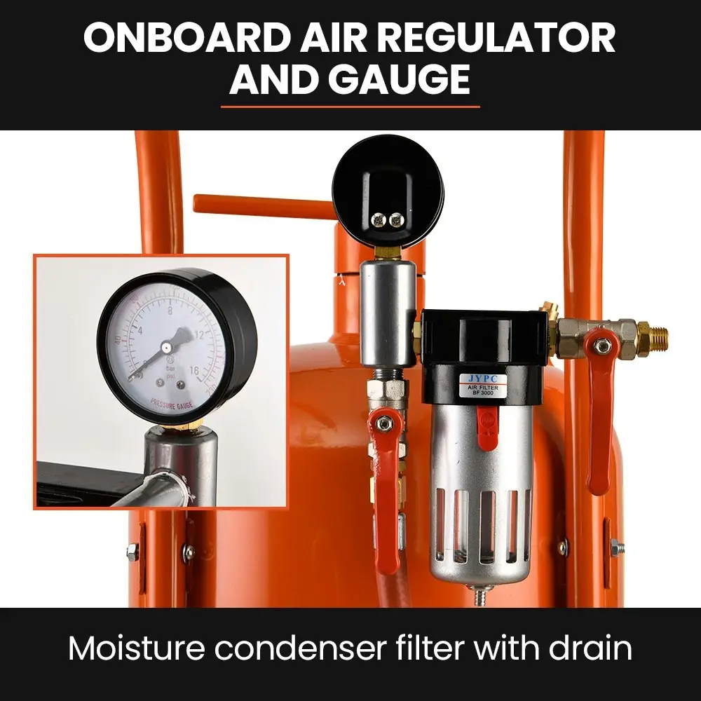 Unimac 38L Sandblasting Tank, Pressurised Design with Sandblast Gun Set with Hose