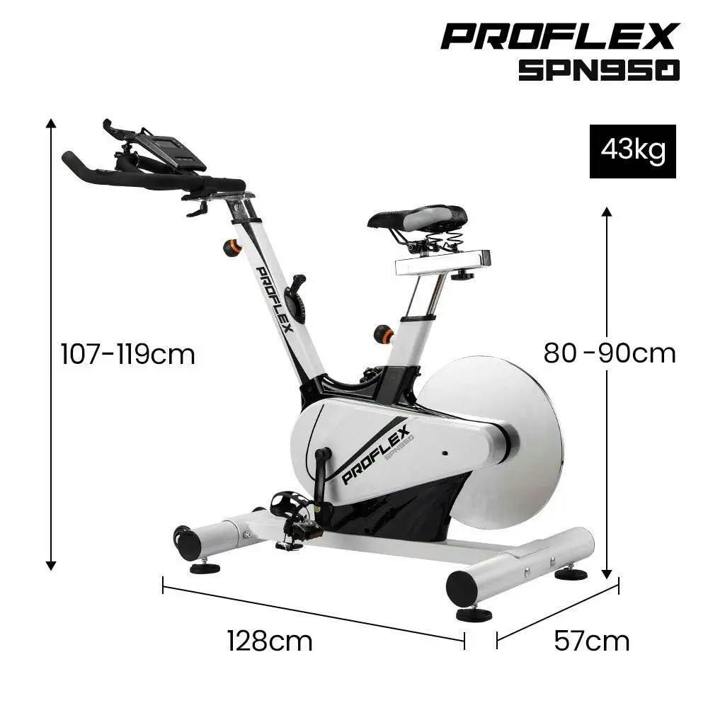 Proflex Heavy Duty Stationary Exercise Spin Bike, 13kg Flywheel, Pulse Sensors, LCD Display for Gym Home Fitness