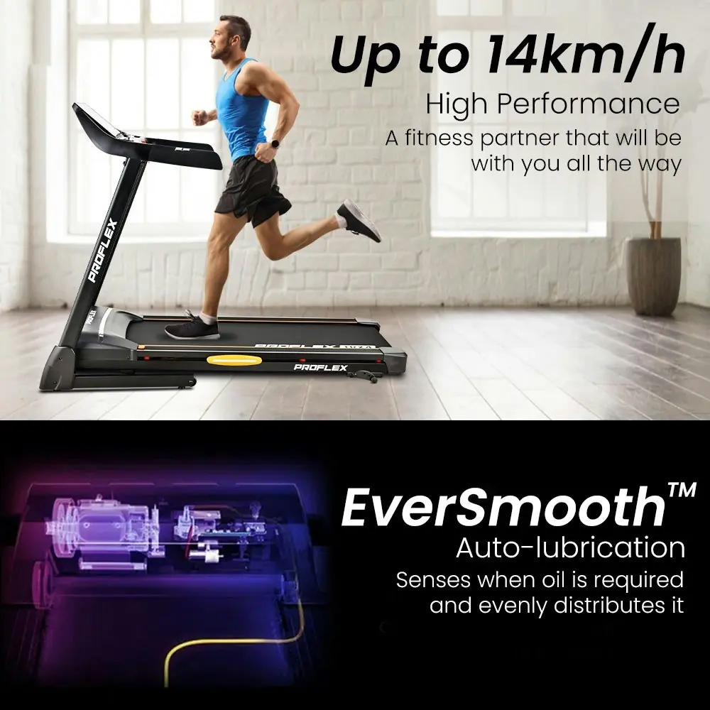 Proflex TRX4 Electric Treadmill, Medium Size, Foldable, Suspension, Bluetooth, USB/MP3, Pulse Sensors, Fitness Tracker