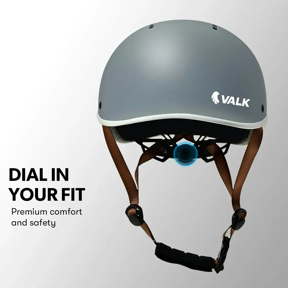 Valk Retro Bike Helmet, 56-61cm S, M, L Universal Dial Fit System, Graphite Blue