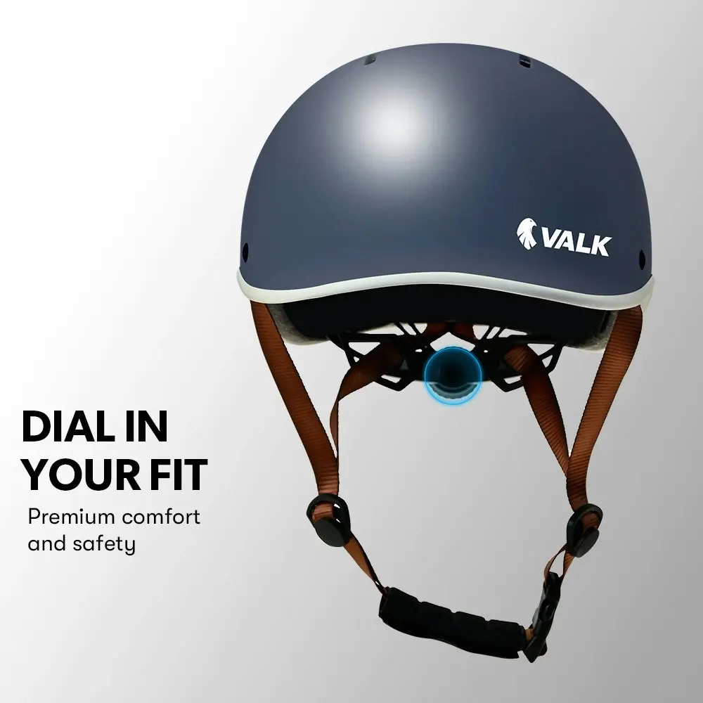 Valk Retro Bike Helmet, 56-61cm S, M, L Universal Dial Fit System, Shadow Navy