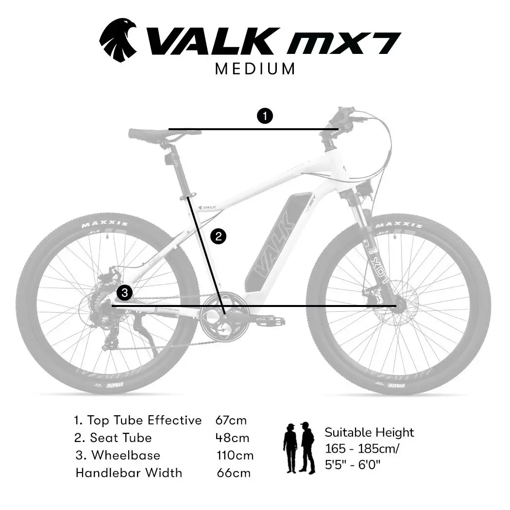 Valk MX7 Electric Bike, Medium frame Mountain ebike, White