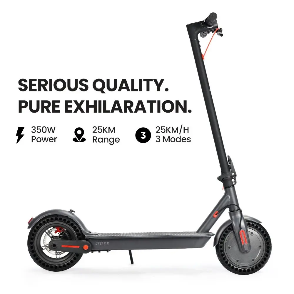 Alpha Urban 8 Electric Scooter, Suspension, 25km Range, 8.5-Inch Wheels, Brushless Motor, Motorised Commuter eScooter for Adults, Grey