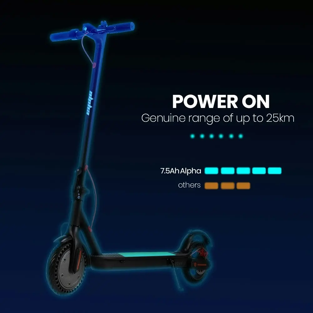 Alpha Urban 8 Electric Scooter, Suspension, 25km Range, 8.5-Inch Wheels, Brushless Motor, Motorised Commuter eScooter for Adults, Grey