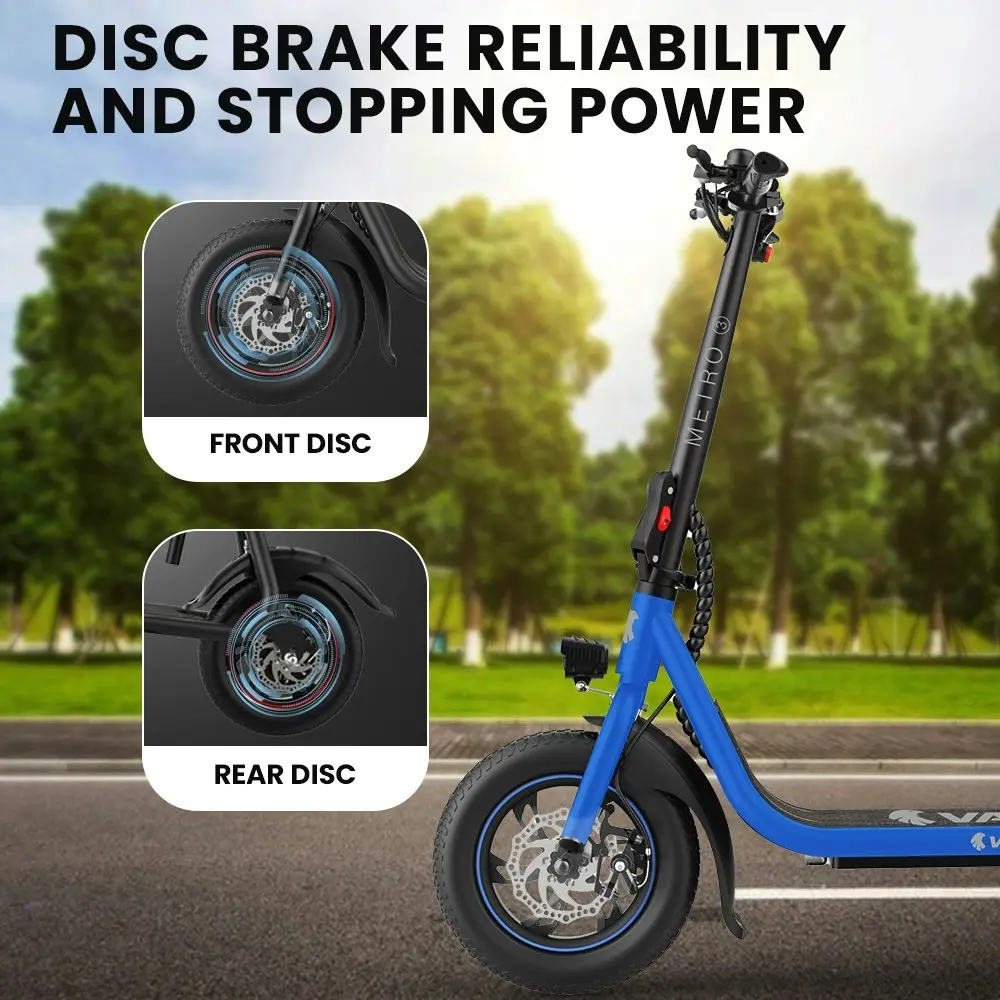 Valk Electric Scooter with Seat, Disc brakes, 12 Inch Tyres, Motorised eScooter for Adults Teens Commuter, Blue