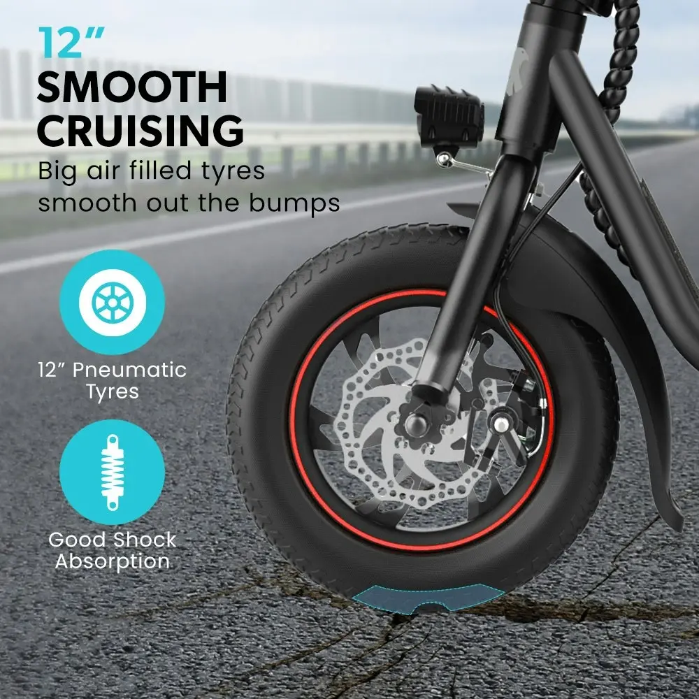 Valk Electric Scooter with Seat, Disc brakes, 12 Inch Tyres, Motorised eScooter for Adults Teens Commuter