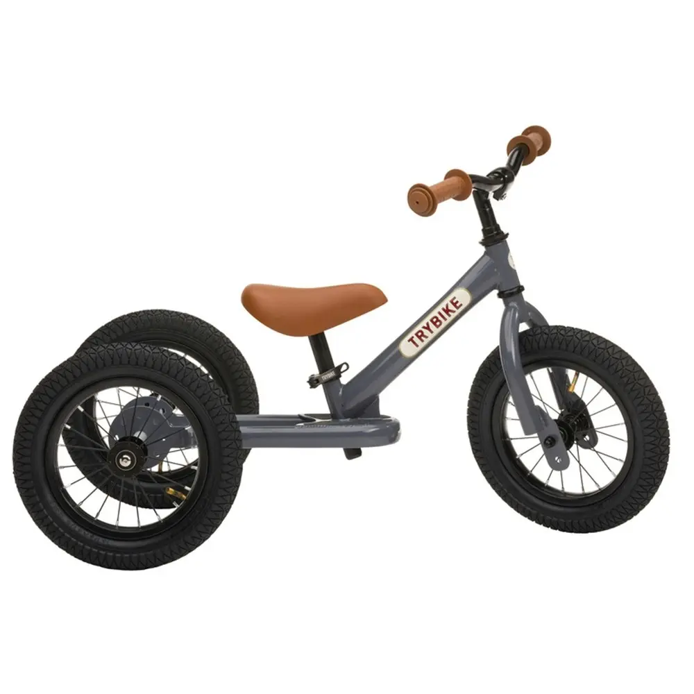 Trybike Grey Vintage 3-Wheel 86cm Balance Bike/Bicycle Kids/Toddler Ride On 18m+