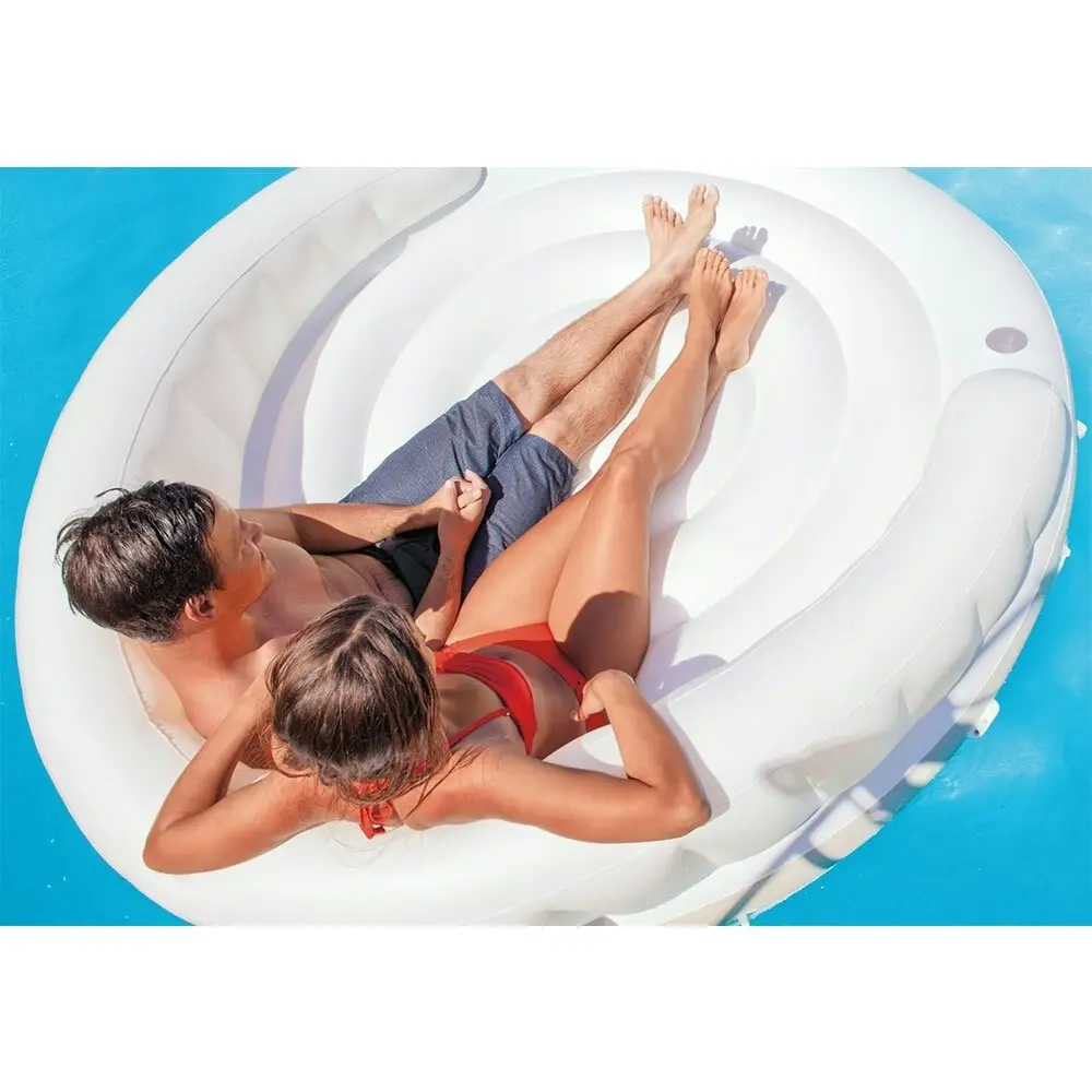 Intex 1.99m Canopy Island Inflatable Swimming Pool Float w/ Sun Shade White 14y+