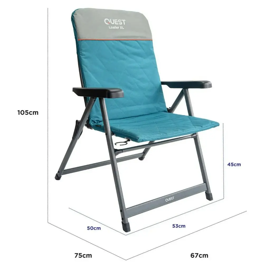 Quest Loafer 103cm Folding Camp Chair w/ Armrests Outdoor Camping/Picnic XL Blue