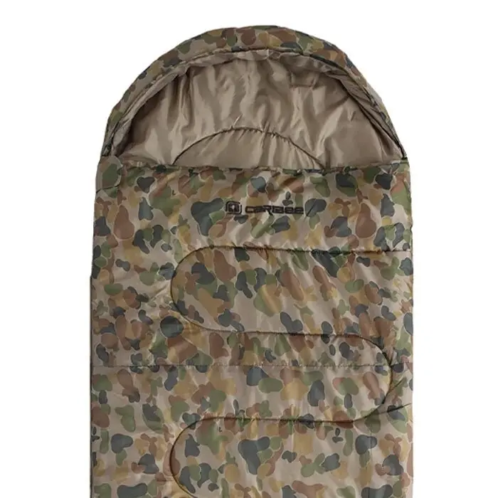 Caribee 230cm +5° Back Country Nylon Outdoor/Camp Sleeping Bag Jumbo Size 5 Camo