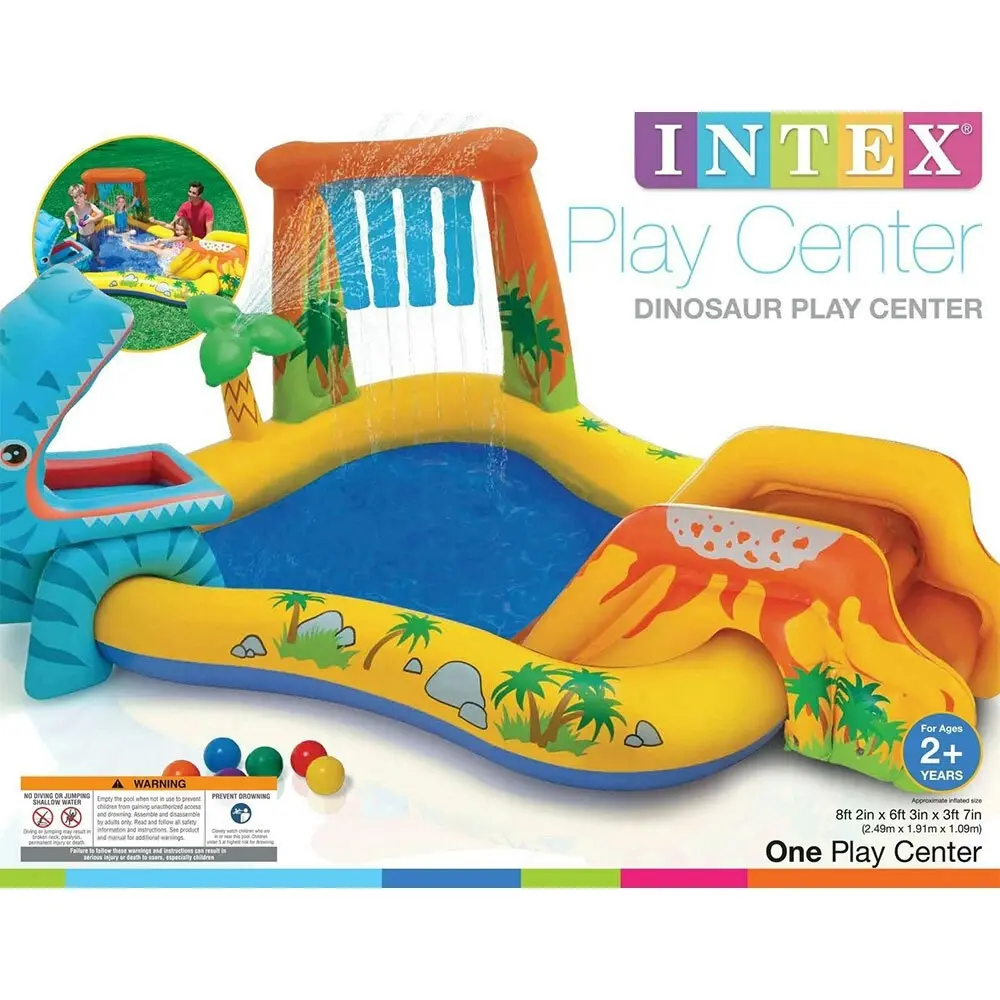 Intex Dinosaur 249x191cm Play Centre Inflatable Swimming Pool Outdoor Kids 3y+