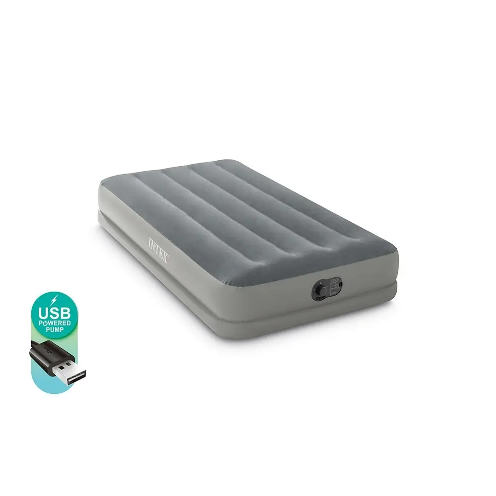 Intex Dura-Beam Prestige Inflatable Twin Airbed w/ Built-In USB Electric Pump