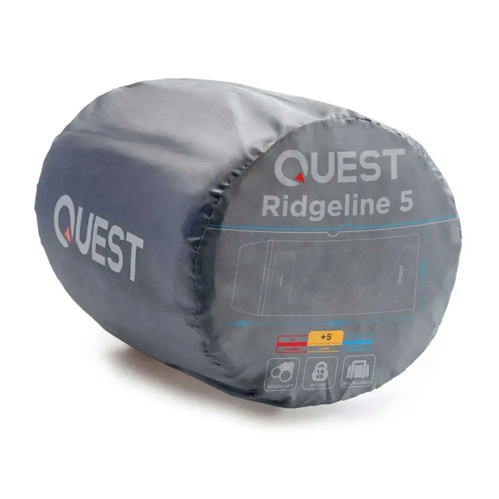 Quest Ridgeline 220cm 5˚C Sleeping Bag w/ Carry Bag Outdoor Camping/Hiking Blue