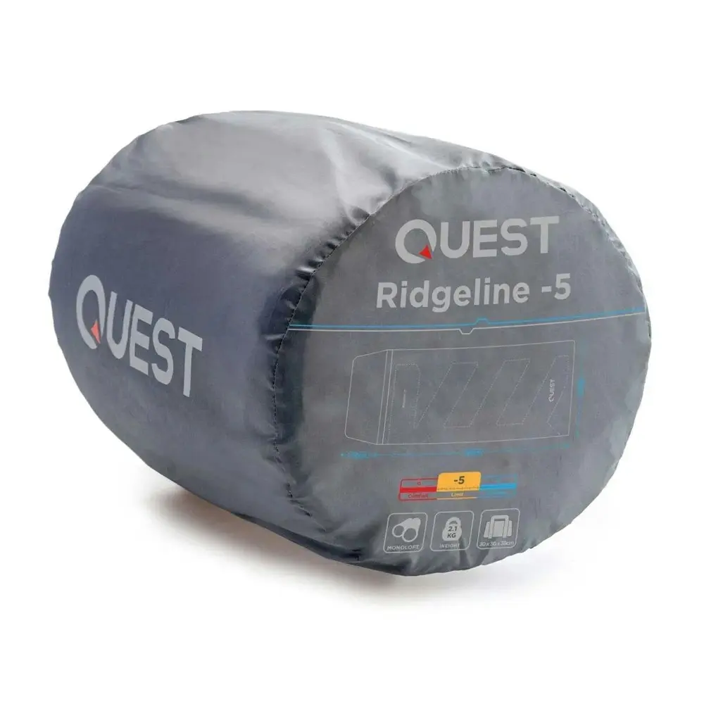 Quest Ridgeline 220cm -5˚C Sleeping Bag w/ Carry Bag Outdoor Camping/Hiking Blue