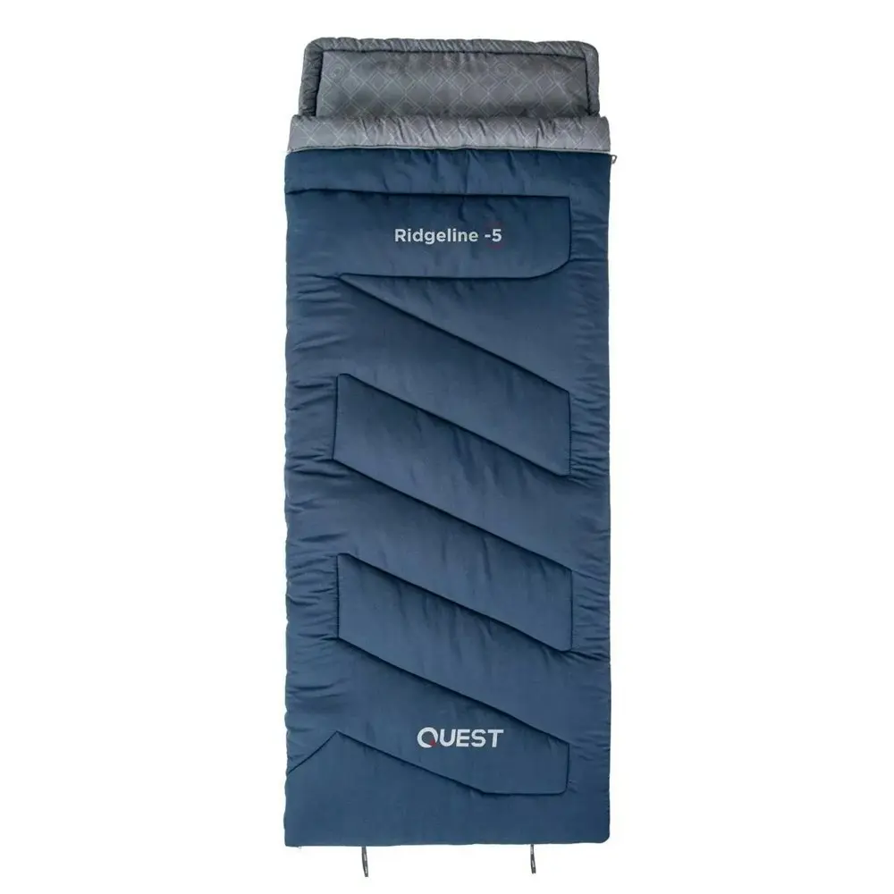 Quest Ridgeline 220cm -5˚C Sleeping Bag w/ Carry Bag Outdoor Camping/Hiking Blue