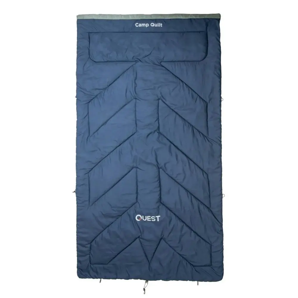 Quest 225cm Single Camp Quilt w/ Carry Bag Outdoor Camping Sleeping Blanket Blue