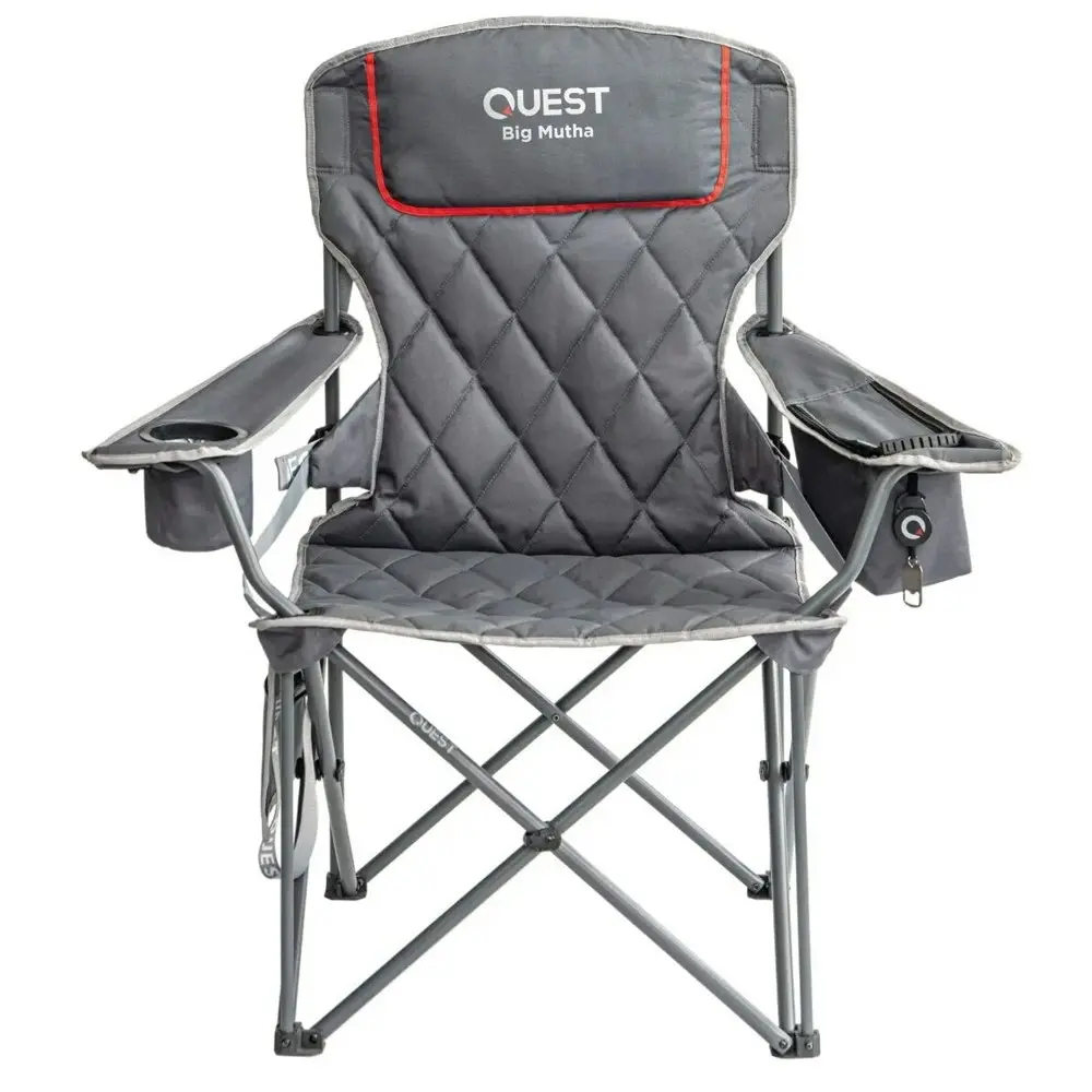 Quest Big Mutha 108cm Steel Camp Chair w/ Armrests Outdoor Camping/Picnic Grey