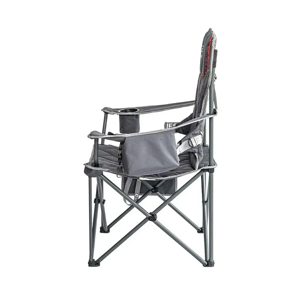 Quest Big Mutha 108cm Steel Camp Chair w/ Armrests Outdoor Camping/Picnic Grey