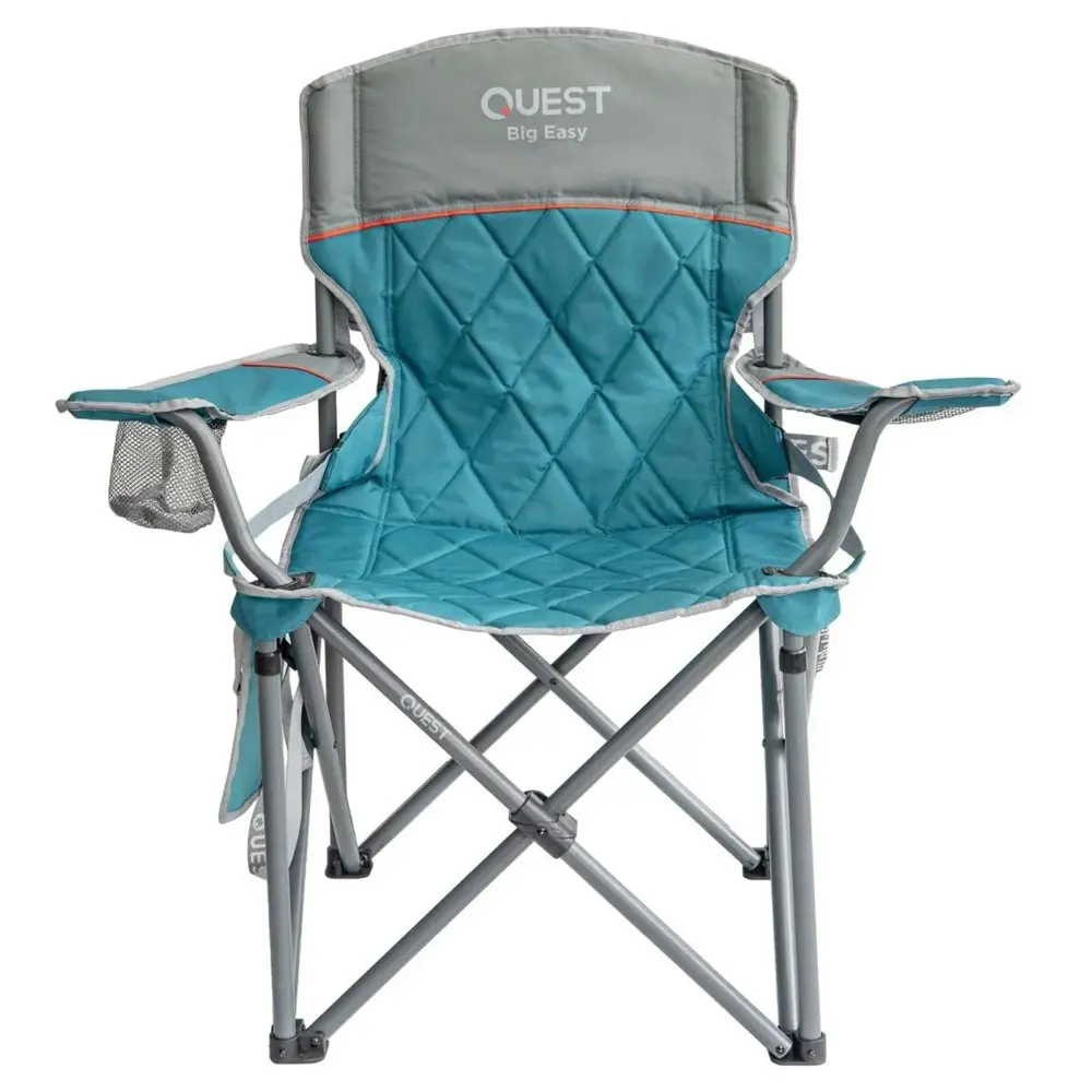 Quest Big Easy 101cm Aluminium Camp Chair w/Armrests Outdoor Camping/Picnic Blue