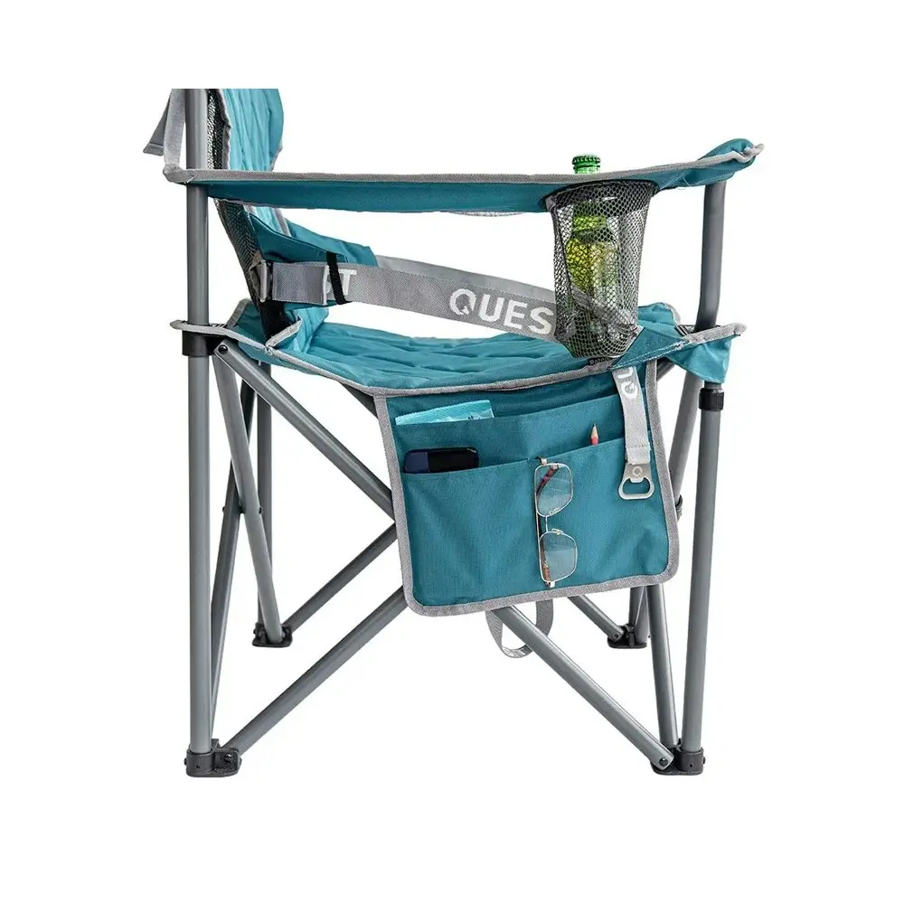 Quest Big Easy 101cm Aluminium Camp Chair w/Armrests Outdoor Camping/Picnic Blue