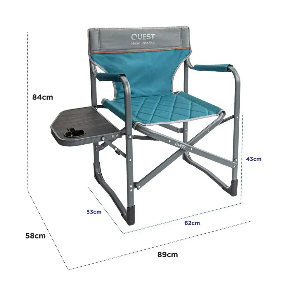 Quest Head Honcho 84cm Aluminium Directors Chair w/ Armrests Camping/Picnic Blue