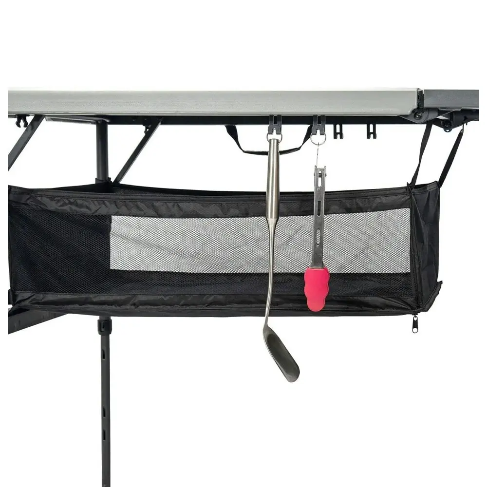 Quest 153cm Foldable Steel Grill Table w/ Organiser Pouch Outdoor Camping/Picnic