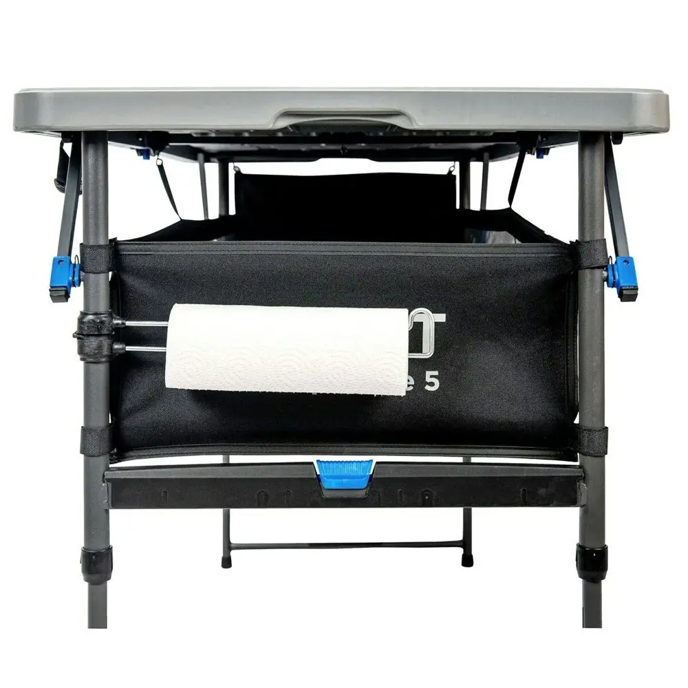 Quest 153cm Foldable Steel Grill Table w/ Organiser Pouch Outdoor Camping/Picnic