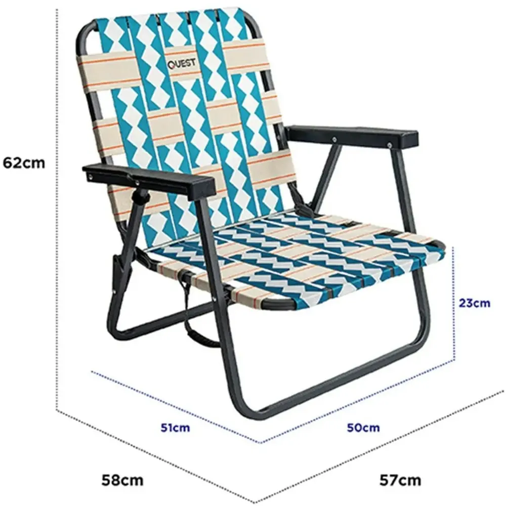 Quest Cocomo 62cm Foldable Beach Low Chair w/ Armrests Outdoor Camping/Picnic