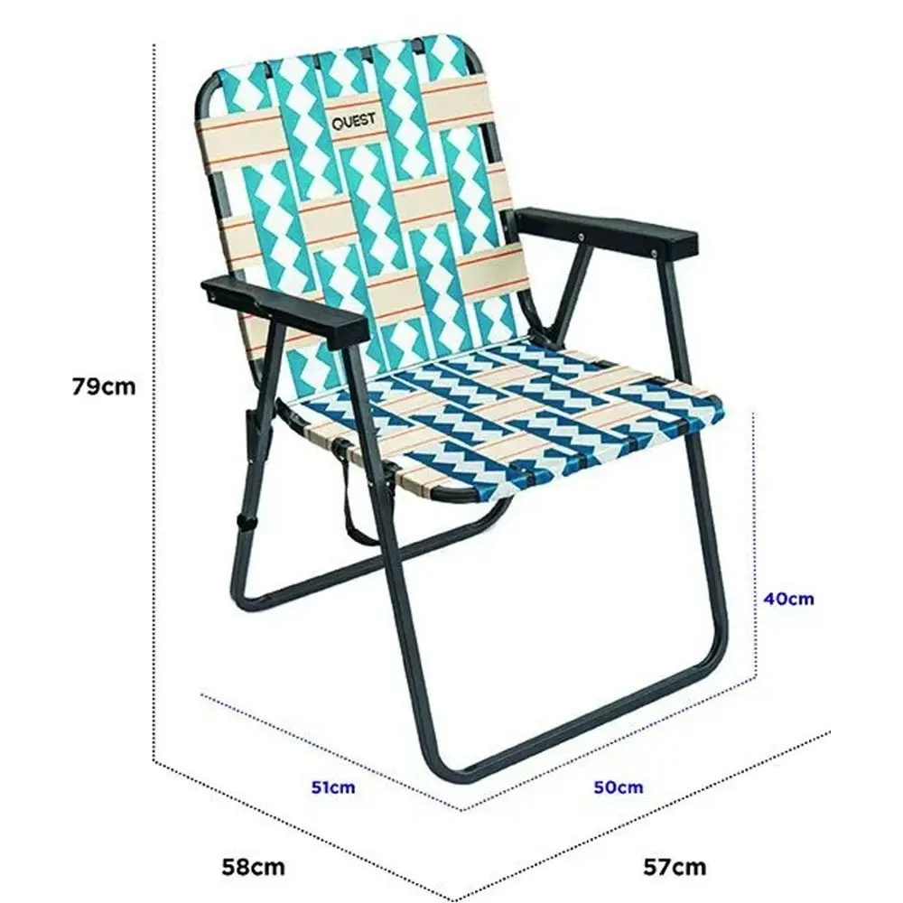 Quest Cocomo 79cm Foldable Beach Mid Chair w/ Armrests Outdoor Camping/Picnic