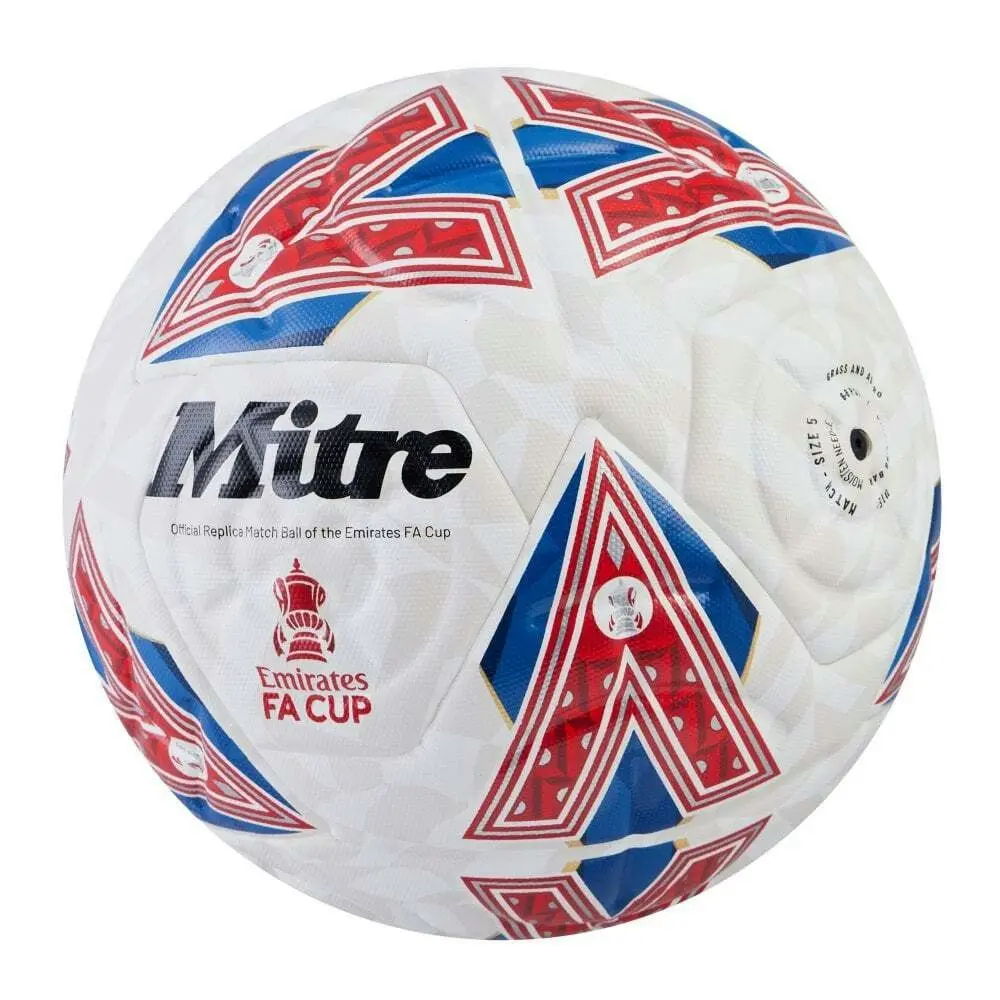 Mitre FA Cup Match 23/24 Season Football/Soccer Ball AU White/Blue/Red Size 5