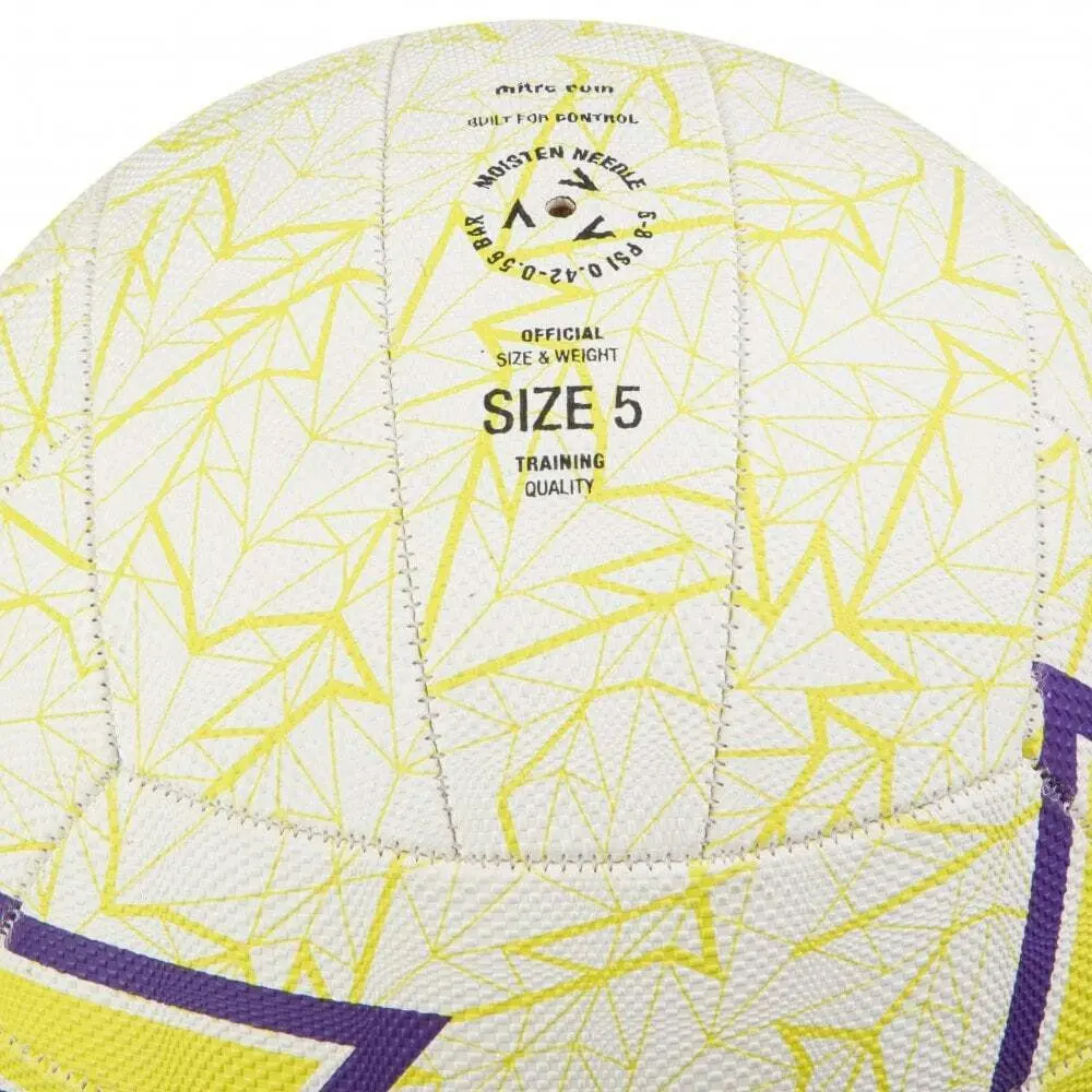 Mitre Intercept F18P Training Grade Netball White/Light Green/Purple Size 4