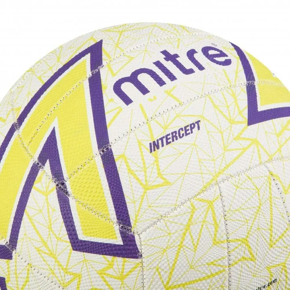 Mitre Intercept F18P Training Grade Netball White/Light Green/Purple Size 4