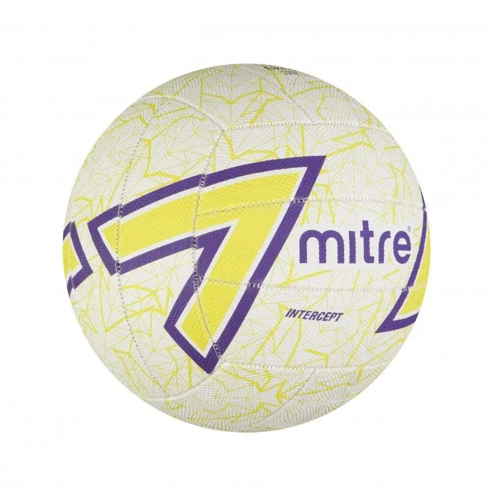 Mitre Intercept F18P Training Grade Netball White/Light Green/Purple Size 4