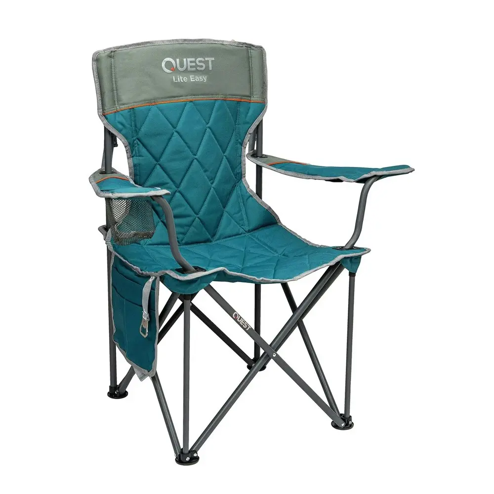 Quest Lite Easy 92cm Aluminium Camp Chair w/Armrests Outdoor Camping/Picnic Blue