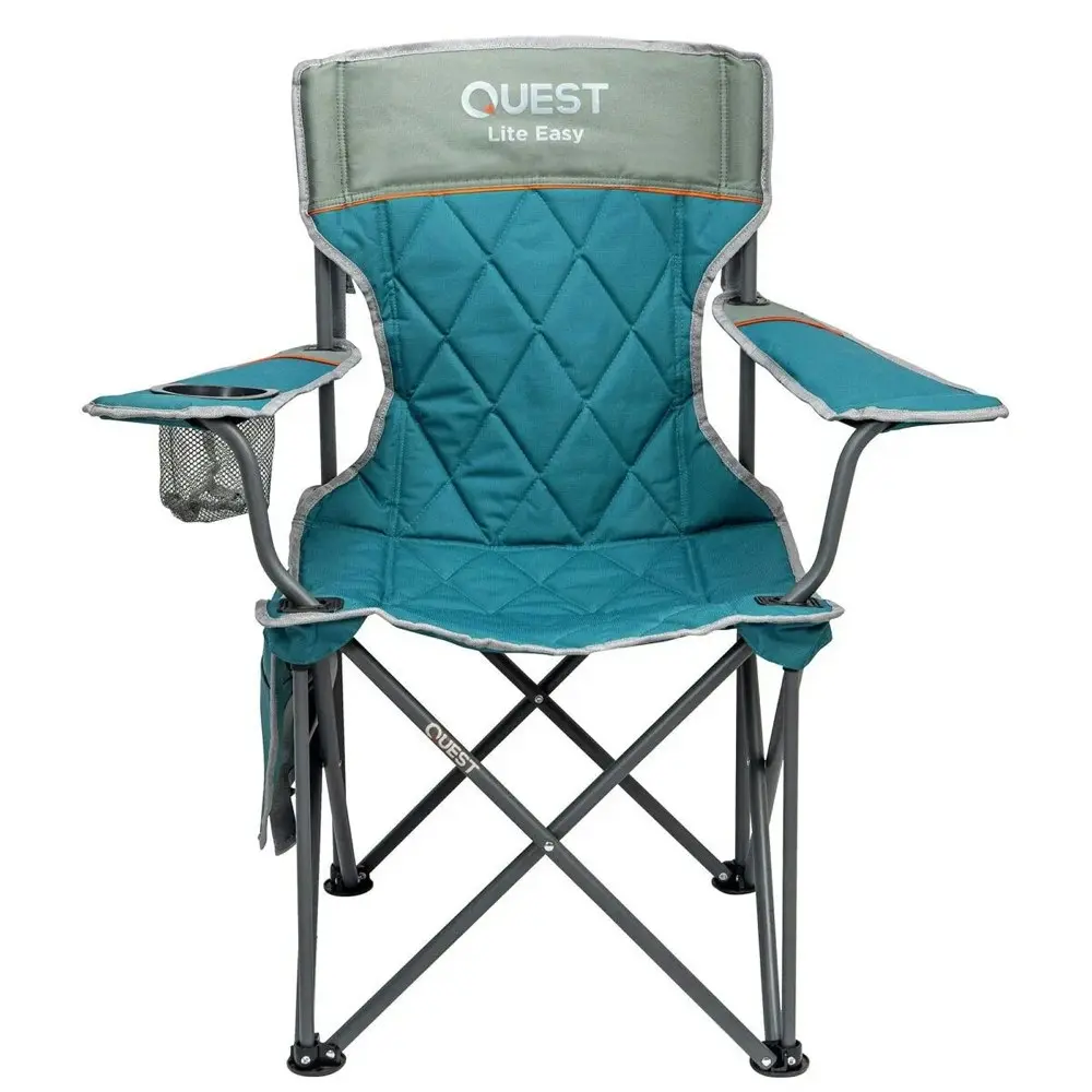 Quest Lite Easy 92cm Aluminium Camp Chair w/Armrests Outdoor Camping/Picnic Blue