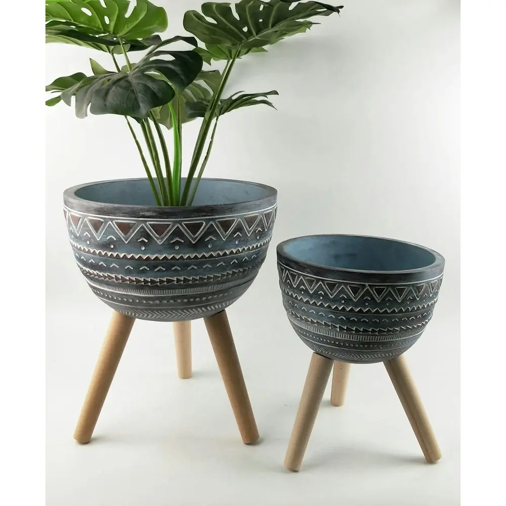 Urban Logan 37cm Planter w/ Legs Flower/Plant Pot Home Desk Decor Medium Grey