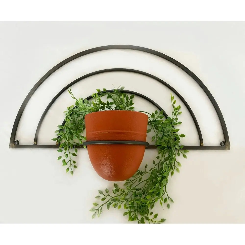 2x Urban Arnie Rainbow 45.5cm Hanging Metal Wall Planter Flower Pot Terracotta