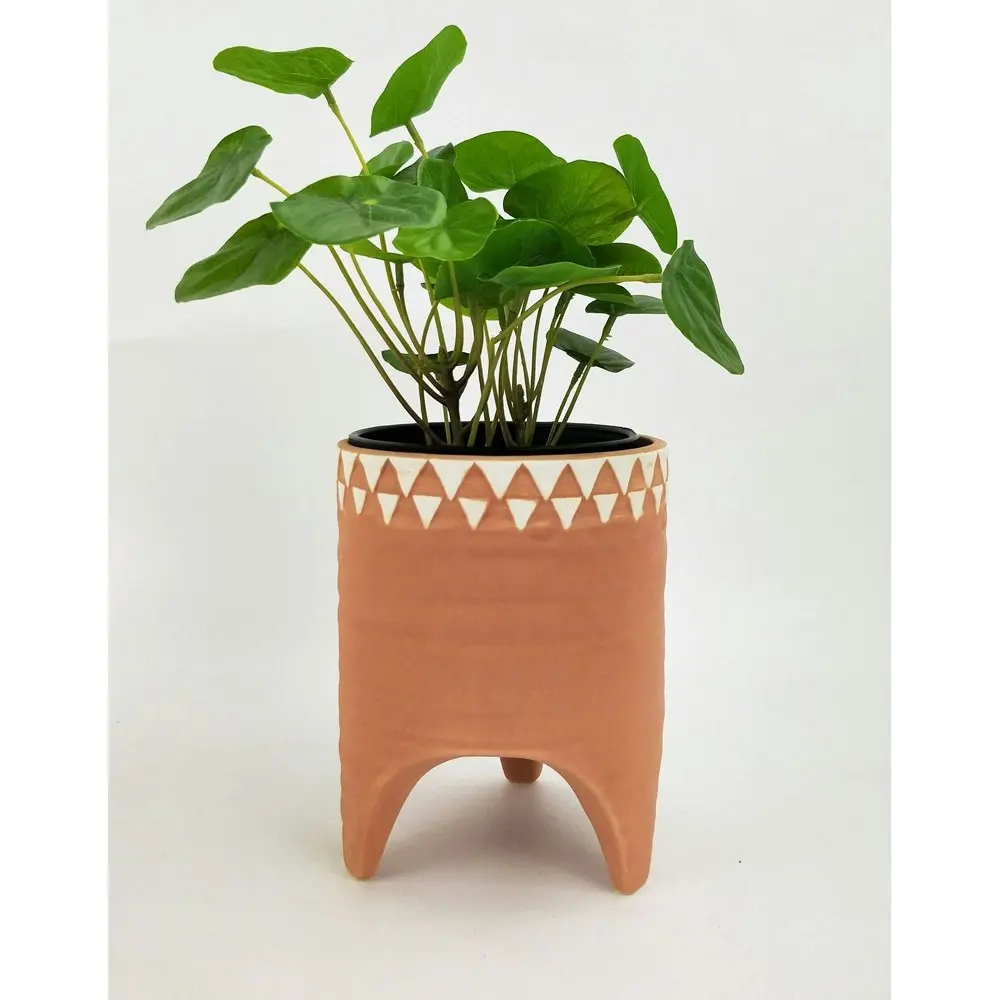 4x Urban Kendall 15.5cm Ceramic Planter w/Legs Flower/Plant Pot Med Orange/White