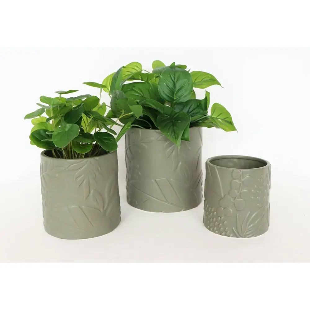 4x Urban Caprice Foliage 14cm Ceramic Planter Flower/Plant Pot Decor Medium Sage