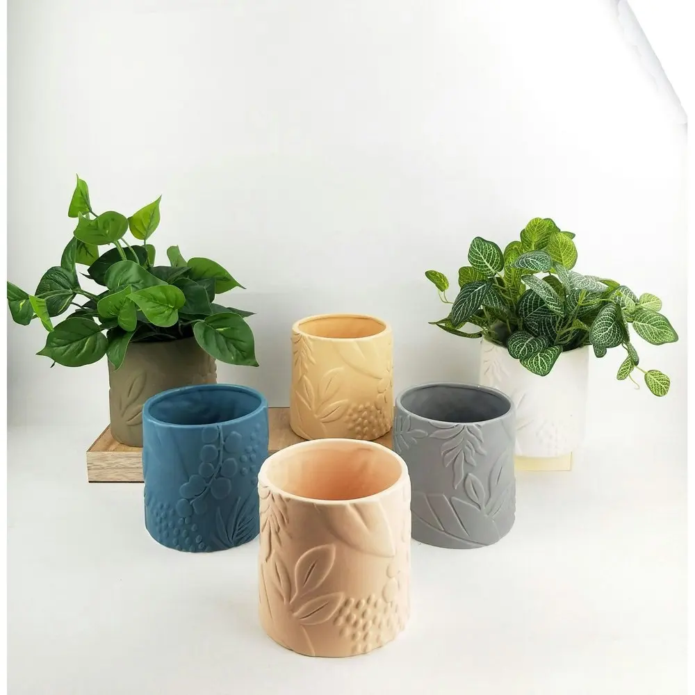 4x Urban Caprice Foliage 14cm Ceramic Planter Flower/Plant Pot Decor Medium Sand