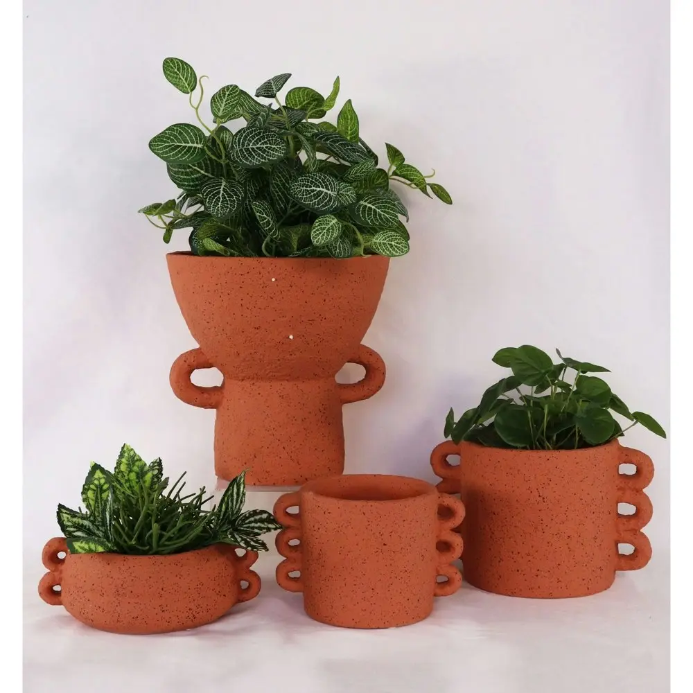 2x Urban Dayze 16.5cm Concrete Planter Flower/Plant Pot Home Decor Medium Sienna