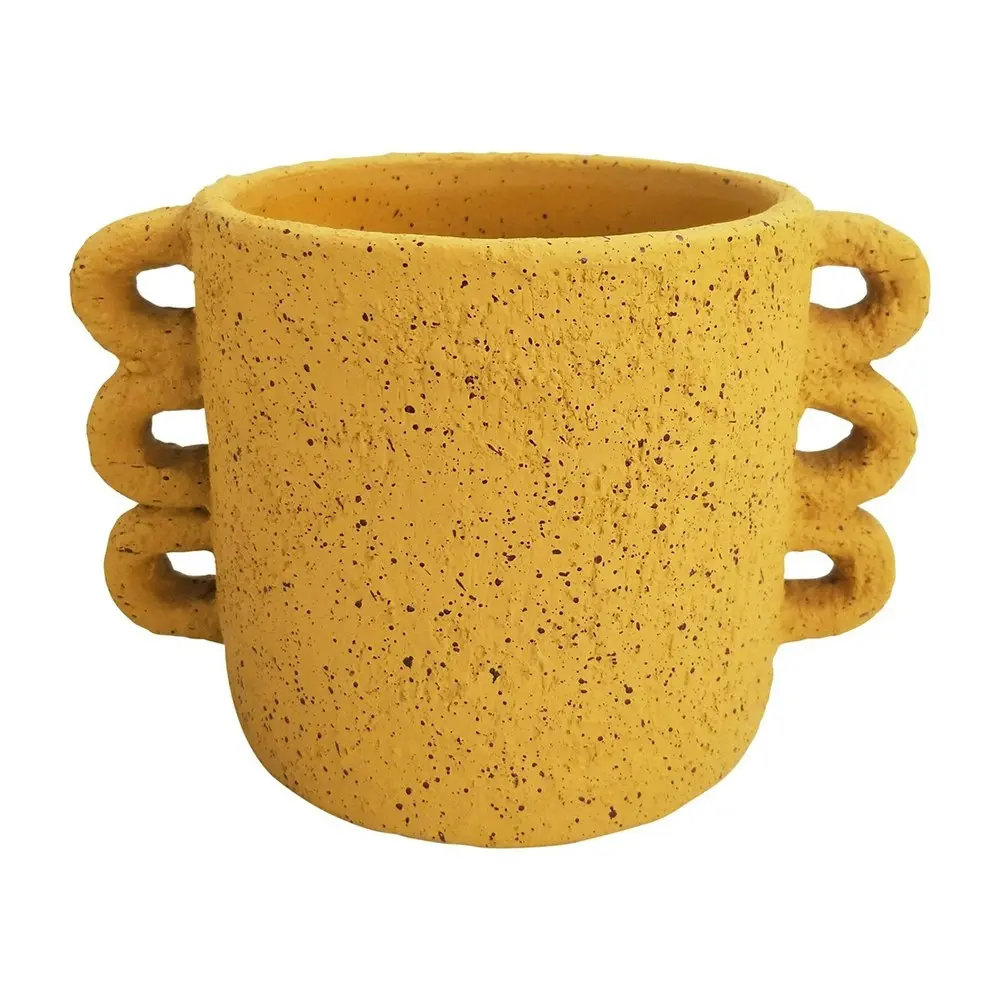 2x Urban Dayze 16.5cm Concrete Planter Flower/Plant Pot Home  Decor Med Mustard