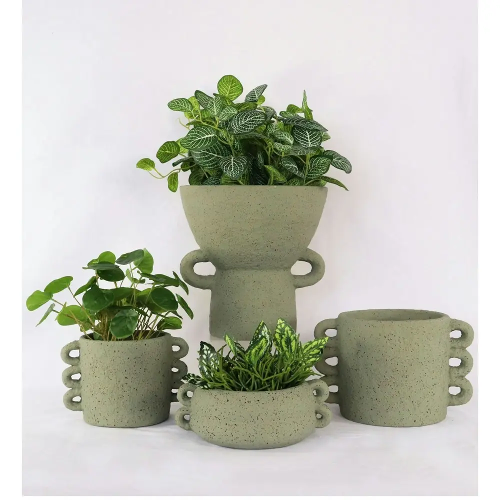 2x Urban Dayze 16.5cm Concrete Planter Flower/Plant Pot Home Desk Decor Med Sage