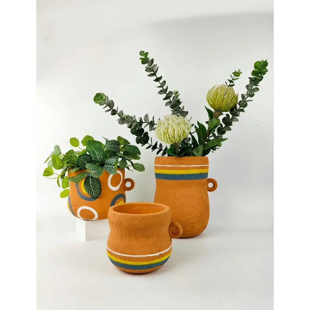 2x Urban Maliah Concrete Circle 25cm Planter Flower/Plant Pot Decor Lrg Terra