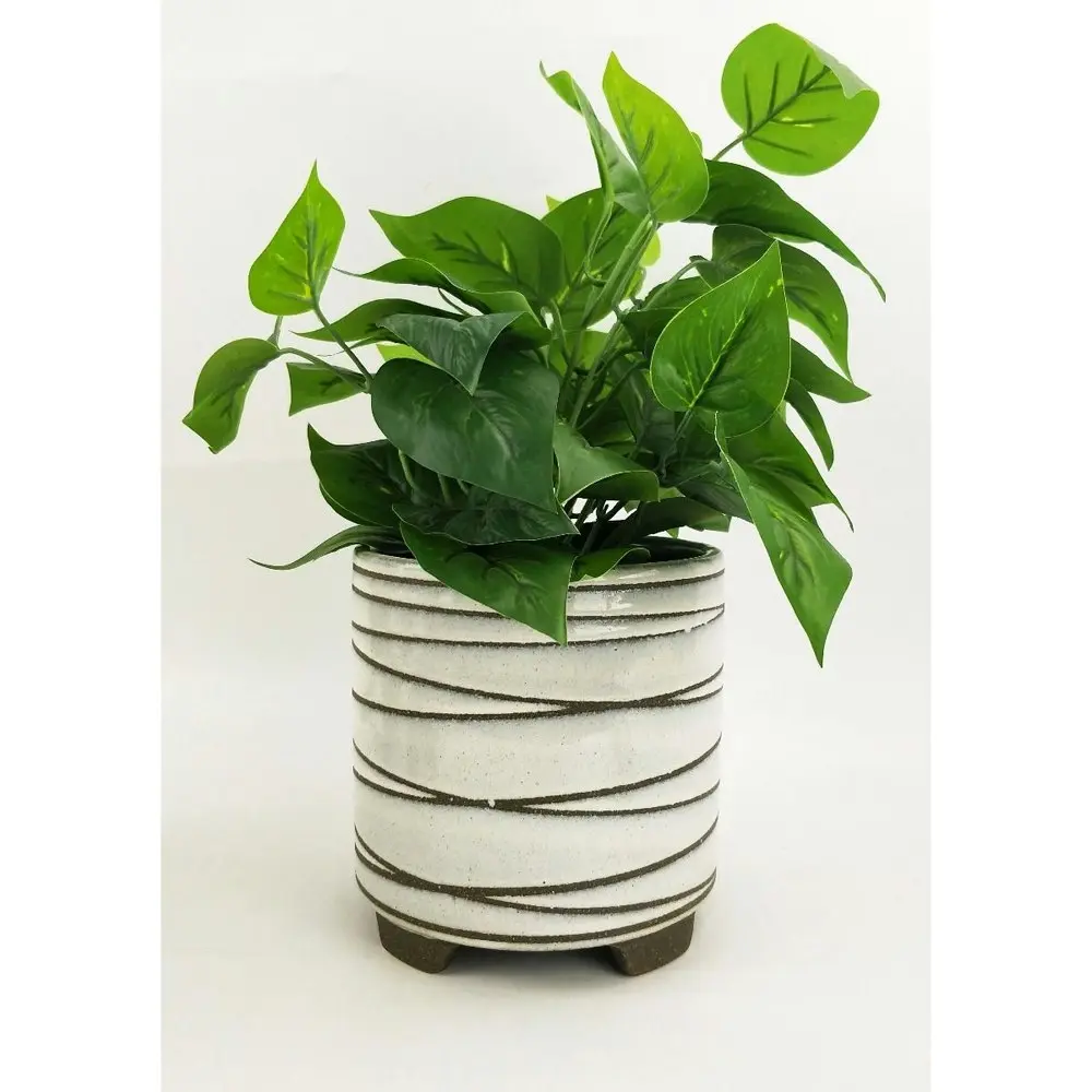 2x Urban Gwen 16cm Ceramic Planter w/Legs Flower/Plant Pot Med Decor White/Brown